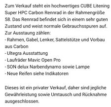 Rennrad cube litening gebraucht kaufen  Kirn