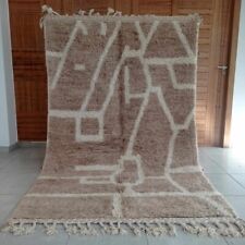 Usado, Alfombra marroquí Beniourain hecha a mano bereber 5x8 pies marrón lana beréber alfombra boho segunda mano  Embacar hacia Argentina