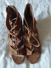 tan wedge heeled suede shoes for sale  WESTON-SUPER-MARE