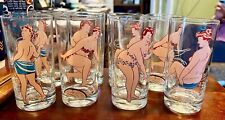 Vintage Duane Bryers Hilda 8 Glass Set Curvy Pinup Highball MCM Barware Rare for sale  Shipping to South Africa