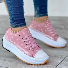 Women's Casual Printed Platform Sneakers Comfy Breathable Lace Up Canvas Shoes myynnissä  Leverans till Finland