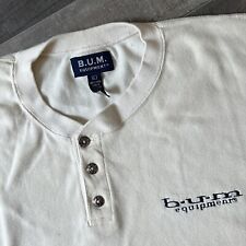 Camiseta de Colección BUM Equipo Para Hombre Blanca Acanalada Cuello Henley Mangas Cortas Talla L, usado segunda mano  Embacar hacia Argentina
