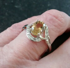 Used, Yellow Scapolite & Cambodian Zircon Ring in 925 Sterling Silver - Size N for sale  CAMBRIDGE