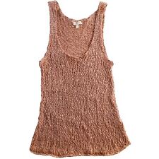 Eileen Fisher Size M Dusty Rose Open Knotty Crochet 100% Cotton Knit Tank Top, used for sale  Shipping to South Africa