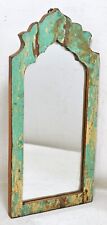 Salvage Reclaimed Wood Wall Décor Arch Shaped Mirror Frame Rustic Polychrome for sale  Shipping to South Africa