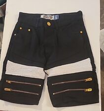 Shorts jeans preto Demolition tamanho 16 26 zíperes na cintura até nenhum lugar comprar usado  Enviando para Brazil