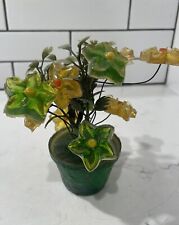 Usado, Vintage Acrílico Lucite Estrela Amarela e Verde Flores em Vaso Plástico Verde comprar usado  Enviando para Brazil