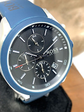 Relógio masculino Hugo Boss 1513717 cronógrafo quartzo mostrador azul pulseira de borracha 44mm, usado comprar usado  Enviando para Brazil