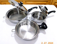 SALADMASTER 316Ti TITANIUM STAINLESS COOKWARE 11" & 9" SKILLET 1 QT SAUCEPAN, used for sale  Shipping to South Africa