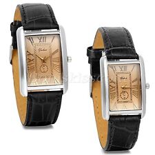 Relógio de pulso masculino feminino retrô decoração vestido mostrador quadrado pulseira de couro para casais comprar usado  Enviando para Brazil