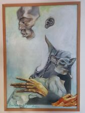 Original Oil Painting Max Brazier Jones Androgenous Person With Siamese Cat for sale  Shipping to South Africa