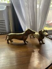 2 Small Vintage Brass Weiner Dog, Dachshund Figurines - Heavy Paperweights for sale  Shipping to South Africa