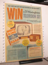 Anuncio de periódico 1954 REY BLANCO jabón Westinghouse TV set radio PACQUIN's facial crema segunda mano  Embacar hacia Argentina