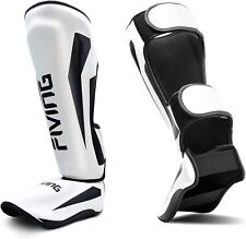 FIVING MMA Martial Arts Large Shin Guards Padded Adjustable Muay Thai Leg Guards, used for sale  Shipping to South Africa