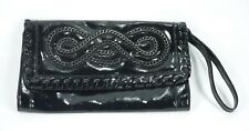 Bolsa de mão Giannini preta couro envernizado falso muito macia 9,5" de comprimento LIMPA! comprar usado  Enviando para Brazil