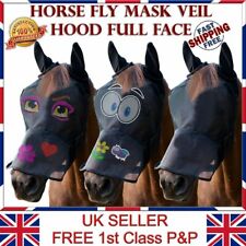 LTG Horse Cob Pony Fly Mask Net Veil Hood Full Face Cartoon Ears Nose Protection for sale  Shipping to South Africa