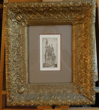 Used, Castle etching print in large gold ornate frame for sale  Shipping to South Africa