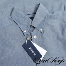 NWT Eton of Sweden Slim Fit Denim Blue Chambray Starlight Spotted Shirt 15.75 NR for sale  Shipping to South Africa