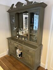 Large Green Shabby Chic  Dresser Display Cabinet with Mirror and Glass Doors for sale  Shipping to South Africa