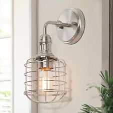 LNC 1-Light Nickel Bathroom Vanity Light Nautical Wall Sconce Open Caged Shade for sale  Shipping to South Africa