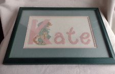 Ponto cruz feito à mão "Kate" com moldura personalizada quarto de bebê/criança comprar usado  Enviando para Brazil