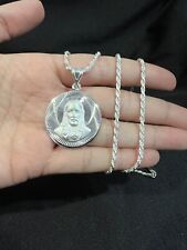 Medalha e corrente de corda masculina prata esterlina 925 cabeça de Jesus Deus coração sagrado 20 24 30 comprar usado  Enviando para Brazil