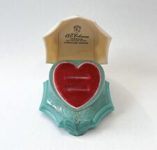 Usado, ❤️ Caja de anillo de corazón rojo conjunto de boda joyería exhibición de terciopelo plástico Art Deco de colección segunda mano  Embacar hacia Argentina