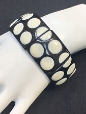 Pulseira de elos de painel largo esmalte bolinhas preto e branco comprar usado  Enviando para Brazil