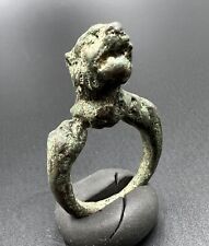 Anillo de joyería de bronce griego antiguo Bactria del Cercano Oriente con motivo en forma de cabeza de león segunda mano  Embacar hacia Argentina