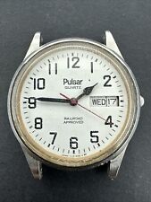 Vintage Pulsar Railroad Watch Men 35mm Day Date Y113-8119 New Battery for sale  Shipping to South Africa