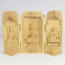 E3567: Japanese wooden Buddhist statue DAINICHI-NYORAI, FUDO-MYOO and KUKAI  for sale  Shipping to Canada