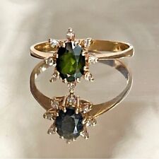 14K YELLOW GOLD DEMANTOID GARNET & DIAMOND RING SIZE 6.5 for sale  Shipping to Canada