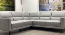 Natuzzi Santa Cruz Full Genuine Leather Sofa Light Grey Corner Suite New Stock for sale  NELSON