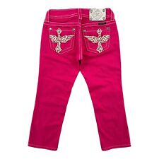Jeans feminino Miss Me 25x21,5 rosa brilhante cintura baixa asa cruzada bolso algemado Capri comprar usado  Enviando para Brazil