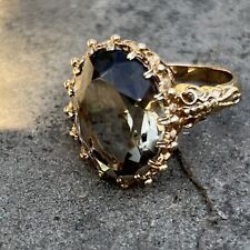 vintage 9ct gold ring with a large smoky quartz for sale  PONTYPOOL