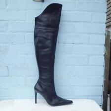 Used, Bronx Leather Boots 6 UK 39 Eu Womens Pull on OTK Stiletto Black Boots Pre-loved for sale  Shipping to South Africa