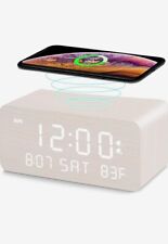 Reloj despertador digital de madera con carga inalámbrica, 0-100% ajustable Br segunda mano  Embacar hacia Mexico