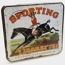 Vintage cigarette empty tin box ,,Sporting" by J.W Collin's antique 1920's for sale  Shipping to Canada