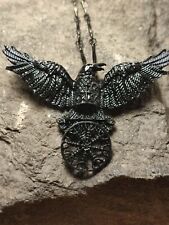 Viking Women's Black Raven Rune Amulet Necklace Chain Pendant Striking for sale  Shipping to South Africa