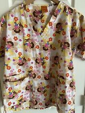 Used, Nickelodeon Nursing Medical Pediatric Scrub Shirt Top Dora Floral Large (L) for sale  Shipping to South Africa