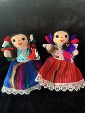 ¡Juego de 2 muñecas de trapo mexicanas Muneca hermosos conjuntos articulados!!¡! segunda mano  Embacar hacia Mexico