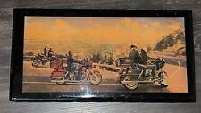 Vintage Motorcycle Scene Madeira Arte Resina Decoração de Parede Homem Caverna 18 "x9" Assinado comprar usado  Enviando para Brazil