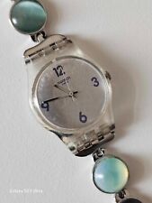 RELÓGIO FEMININO SWATCH AG 2010, PULSEIRA DE METAL PRATA COM PEDRAS AZUIS E ROXAS comprar usado  Enviando para Brazil