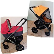 Uppababy Vista Stroller Orange Seat & Red Bassinet w/Car Seat Adapter for Chicco for sale  Shipping to South Africa