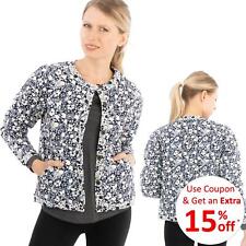 White Stuff Womens Jacket  Emma Quilted Jersey Floral Blue Casual Pockets Padded for sale  Shipping to South Africa