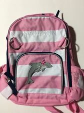 Pottery Barn Kids Small Fairfax Pink White Striped Backpack name MADISON New for sale  Lehi