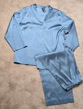 Juego de 2 pantalones de mujer Eileen Fisher seda azul 2 piezas pantalones camisa con botones, usado segunda mano  Embacar hacia Argentina