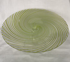 Mid Century Eastern Art Glass Co. Hand Blown Green Swirl Pedestal Cake Stand 10” for sale  Shipping to South Africa