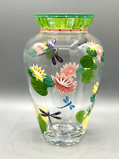 Vaso de vidro pintado à mão Lenox design de almofada de lírio libélula 8 1/4" de altura assinado P.K.P. comprar usado  Enviando para Brazil