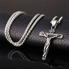Usado, Colar corrente pingente cruz crucifixo Jesus Cristo aço inoxidável masculino presente comprar usado  Enviando para Brazil
